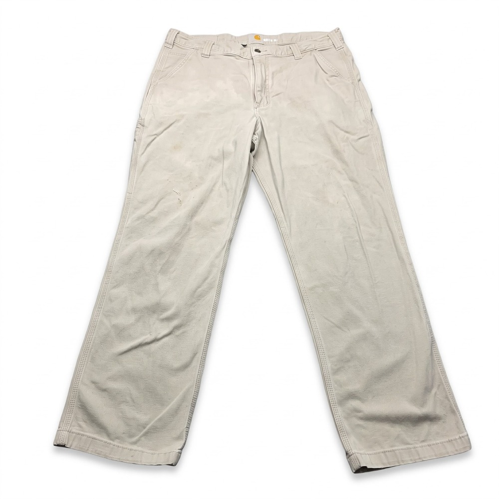 Carhartt Mens 38x30 Relaxed Fit Rugged Flex Canvas Work Pants Tan 102291-232